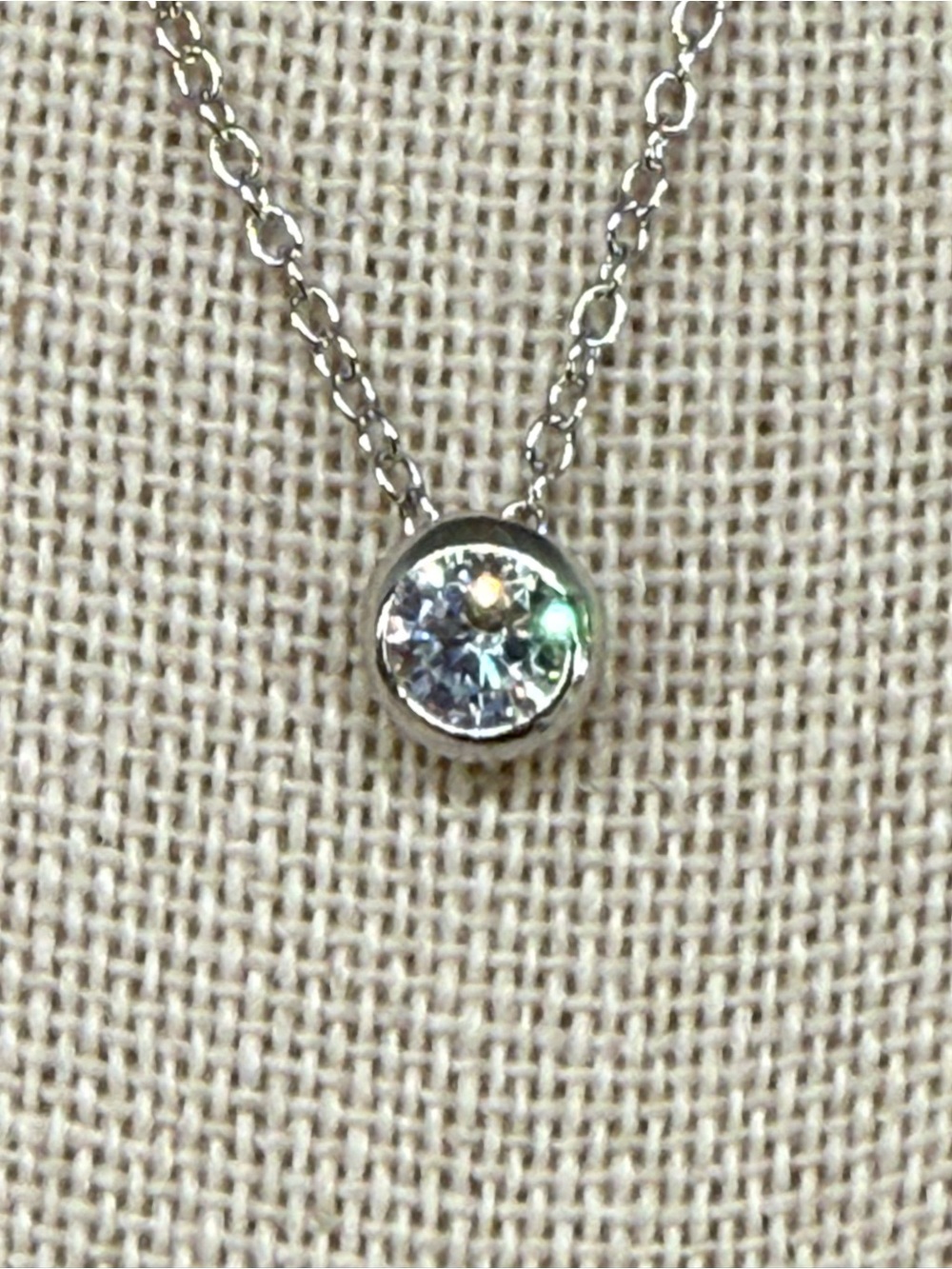 Classic Sterling Silver Solitaire CZ Necklace - 16-18” Cable Chain